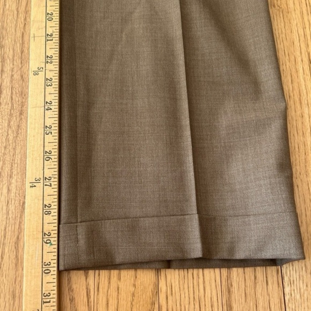 Brooks Brothers Saxon Dress Pants Mens Tan Pleated Wool Cuffed USA Size 37W - Picture 9 of 9